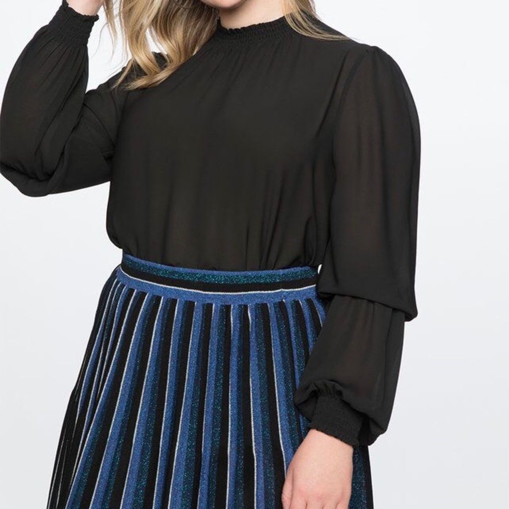 ELOQUII high-neck smocked blouse - Picture 12 of 12
